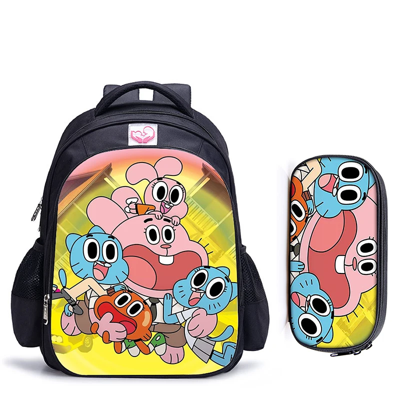 Mochila ortopédica de 16 pulgadas para niños y niñas, morral escolar con diseño de The Amazing World of Gumbal