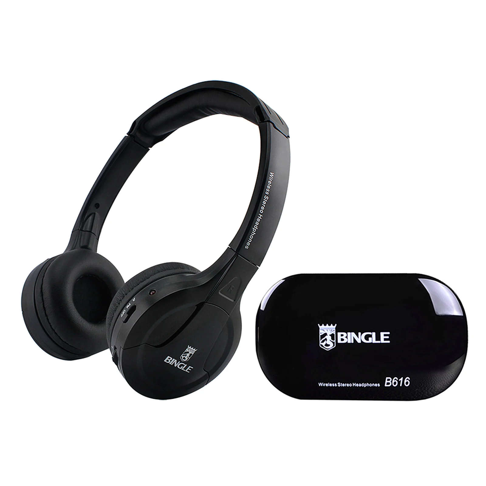 BINGLE B616 Multifunction Wireless Stereo Headphones On Ear Headset FM Radio Wired Earphone Transmitter for PC TV Smart Phones