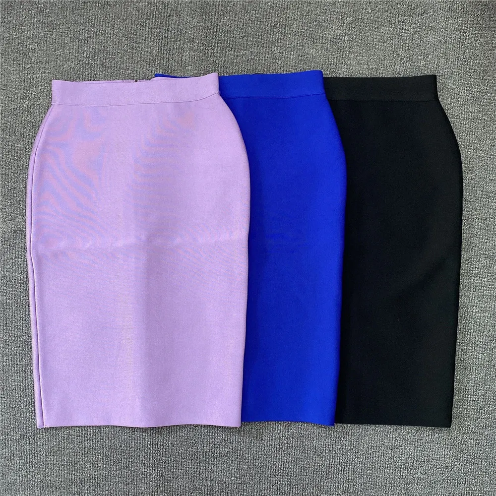 High Quality Women New Rayon Bandgae Skirt Elegant Pencil Skirt Celebrity Sexy Club Party Wear Vintage Vestios