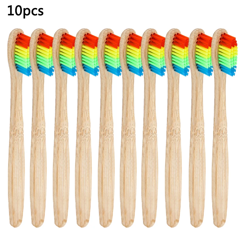 

5PCS Environmentally Wood Rainbow Toothbrush Bamboo ToothBrush Bamboo Fibre Wooden Handle Tooth brush Whitening Rainbow