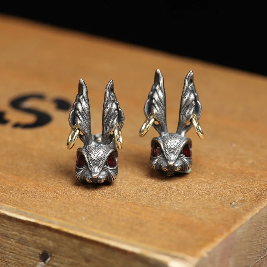 

Personality Vintage Silver Color Rabbit Stud Earrings for Men Women Earrings Gothic Punk Unisex Earrings Jewelry Accessories