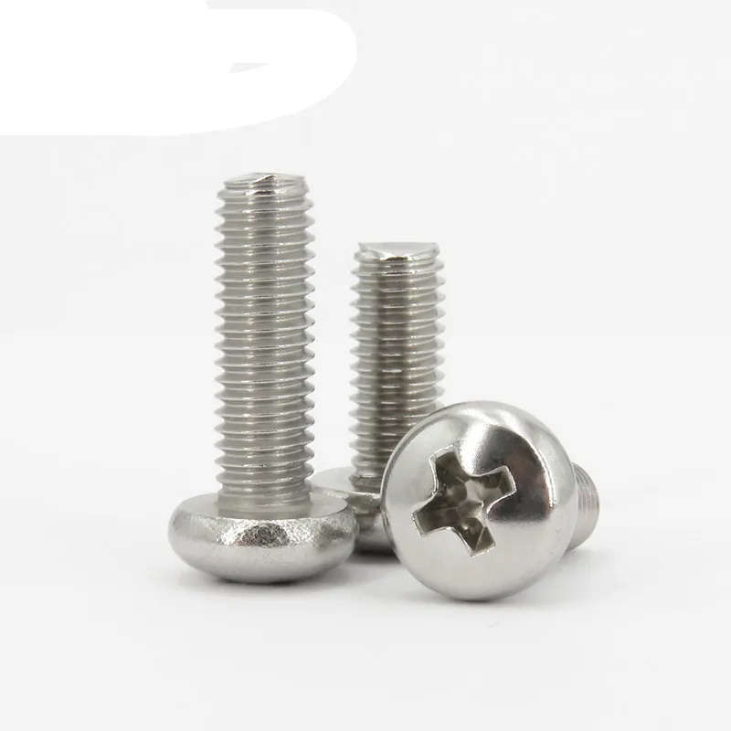 2/5/10/50pcs M1.6 M2 M2.5 M3 M3.5 M4 M5 M6 M8 GB818-85 A2-70 304 Stainless steel Cross Phillips Round Pan Head Screw Bolt