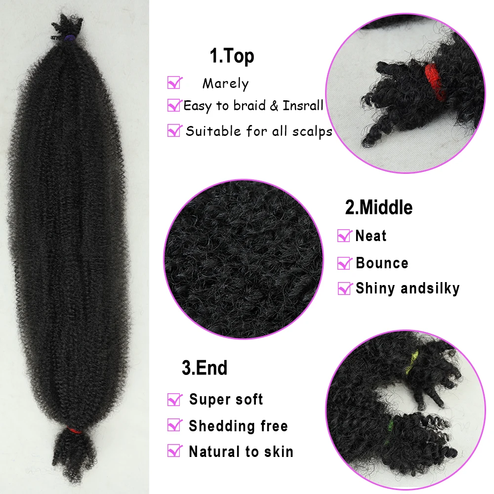 Afro Kinky Marely Braiding Crochet Hair Springy Afro Twist Hair Kinky Bulk Hair Extensions For African Women Braids YunRong