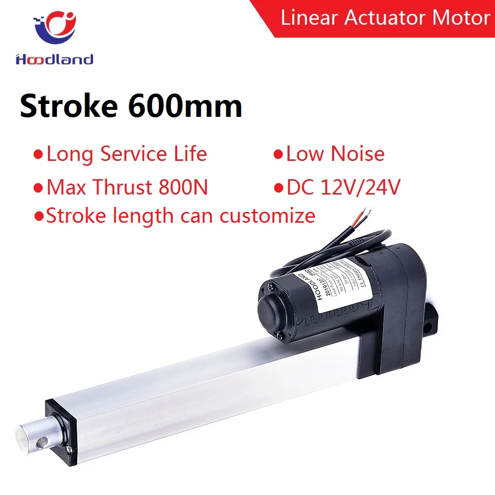 Electric Actuator 800N Linear Motor DC 12V/24V for Door Lock 600mm Low Noise Underfloor Pushrod or Garage Door with Bracket