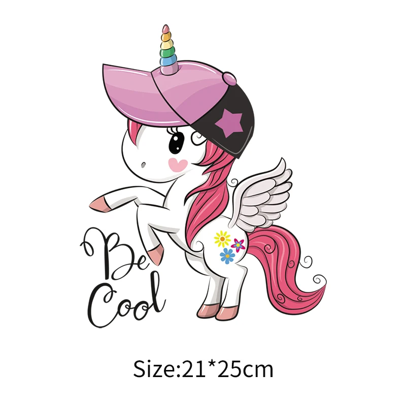 The new Diy Heat Transfer Patches Cute Unicorn Patches Iron On Transfer For Clothing Kids T-shirt Heat Press Applique Stickers