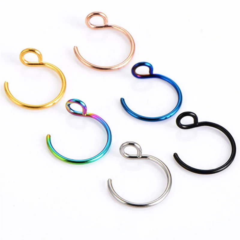 1Pcs Stainless Steel Fake Nose Ring Cheater Lip clip Hoop Piercing Labret Non Piercing Nose Jewelry Industrial Body Jewelry