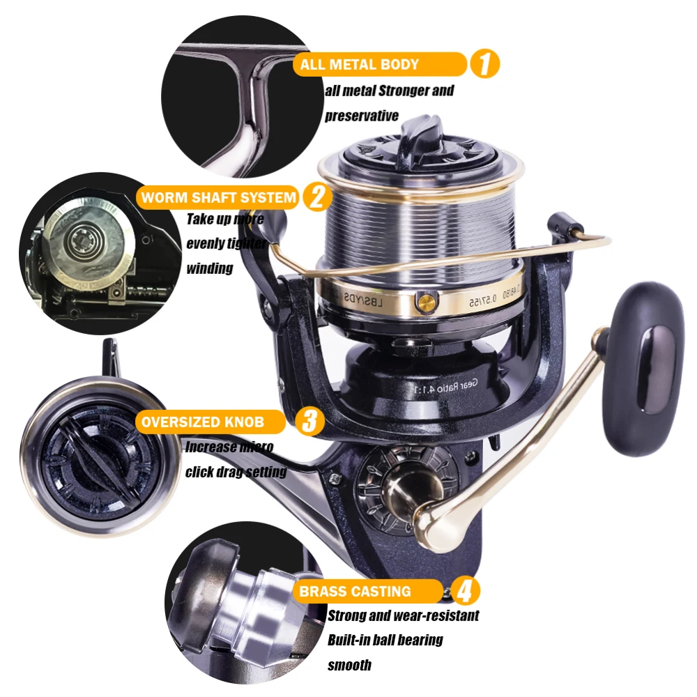 Spinning Fishing Reel 4.1:1 10+1BB Max Drag 25kg Carretilha De Pesca Accessories Peche A La Carpe Metal Body Molinete Equipament