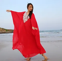 Stage Performance Suit Sling Long Dress Robe Khalegy Shakes Costume Belly Dance Show Wear Handmade Egypt Dance Outfit Loose Red