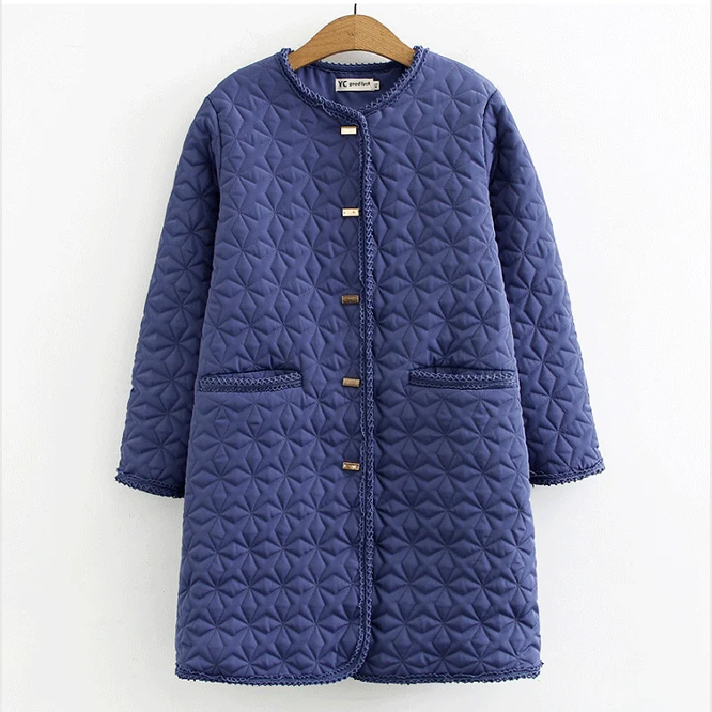 2023 New Autumn Winter Down Cotton Jackets Fashion Women Clothing Single-breasted Cotton Coats Female Long Parkas Overcoats Tops