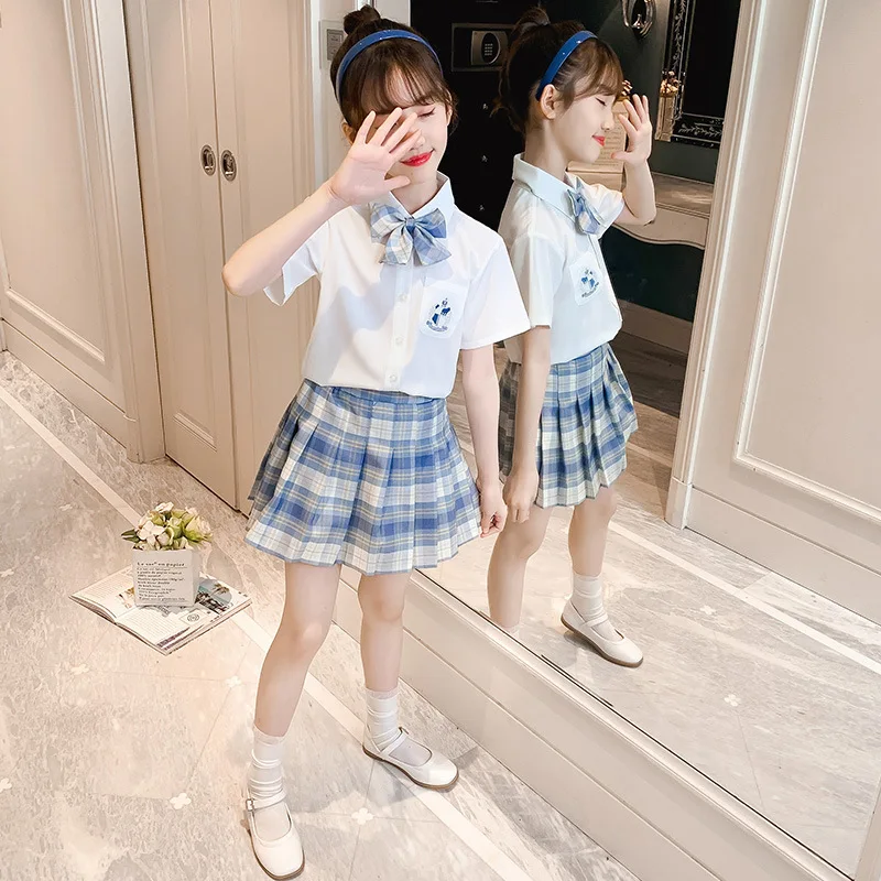 Japanese Kids Primary School Uniforms Jk Uniform Anime Cosplay Costumes Short Sleeved Pleated Skirt Kawaii Harajuku Costume