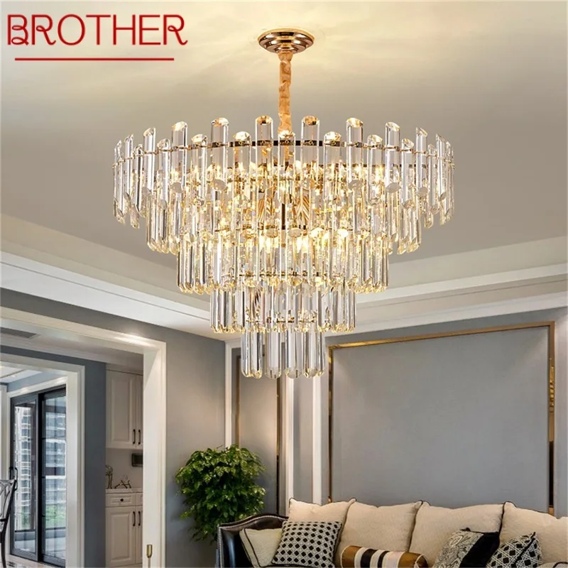 

BROTHER Postmodern Chandelier Fixtures Crystal Pendant Lamp Luxury Light Home LED for Living Dining Room