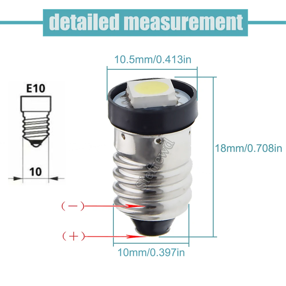 2Pcs Miniature LED Light 3V 3 Volt Mini Lamp E10 Screw Base Small Industrial Instrument Lighting Bulb Warm White Red Lionel 1447