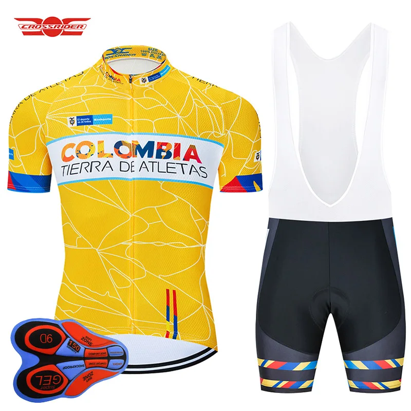 2023 Team Colombia Cycling Jersey 9D Bib Set Men\'s Bike Wear Clothes Bicycle Clothing MTB Uniform Quick Dry Clothing Cycling Kit