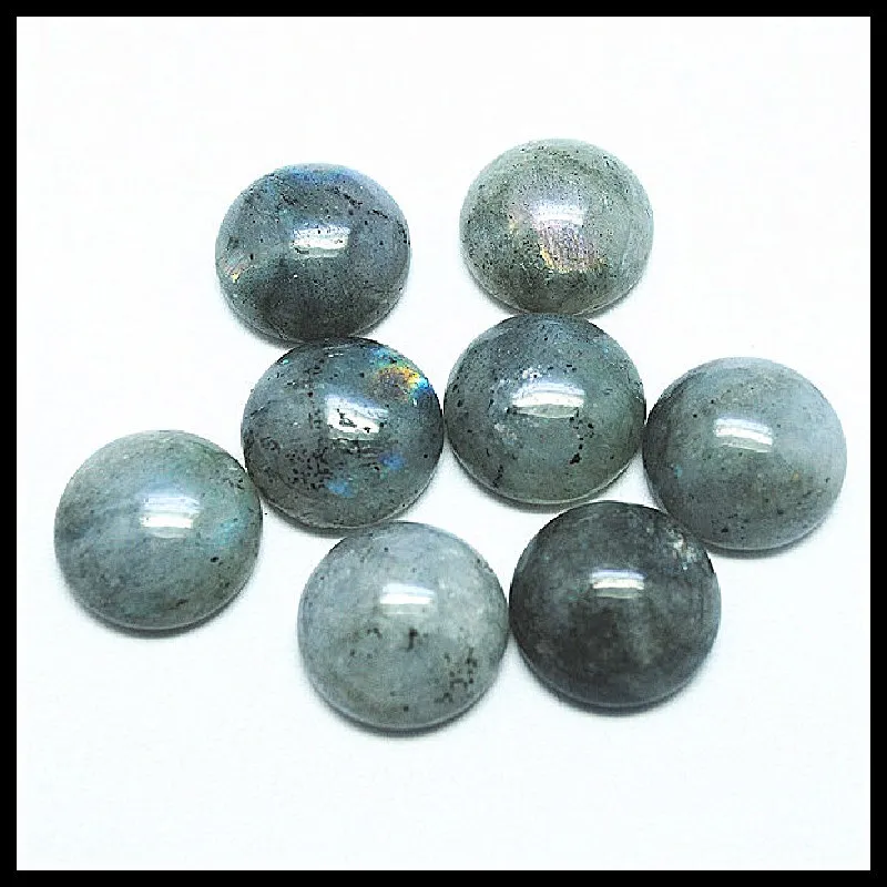 10PCS Natural Import Labradorite Stone Cabochon Beads Accessories Jewelry Parts 6MM 8MM 10MM 12MM 14MM 16MM 18MM 25M Coin Shapes