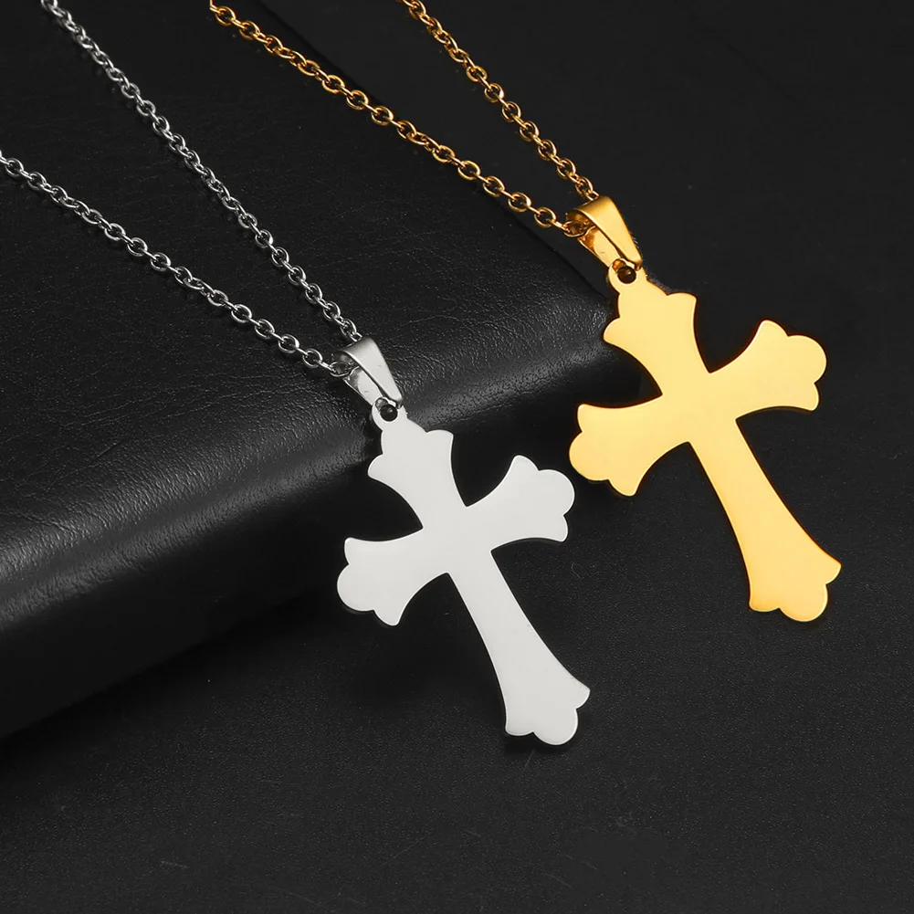 Cazador Trendy Religiöse Jesus Kreuz Anhänger Halskette Gold Farbe Edelstahl Kette Halsketten Für Unisex Hohl Schmuck Geschenk – Detail 13