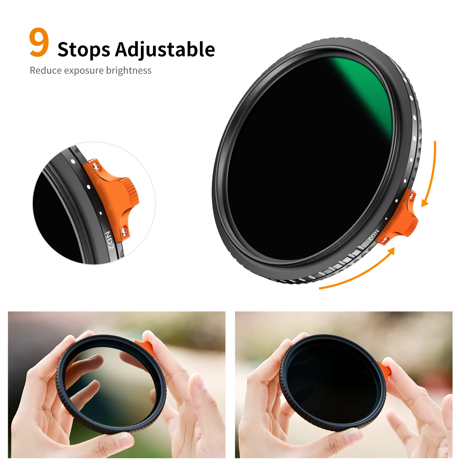 K&F Concept Nano-X Variable ND2-N400 ND Filter 37-105mm Adjustable Neutral Density Camera Lens Filter 28-Layer Coated Waterproof