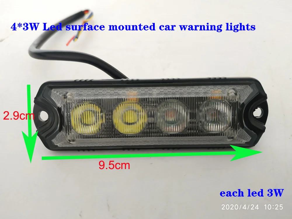 

Bright car surface mounted 4 Leds lighthead strobe warning light,Emergency lamp,flashing light,18 flash mode,waterproof,2pcs/lot