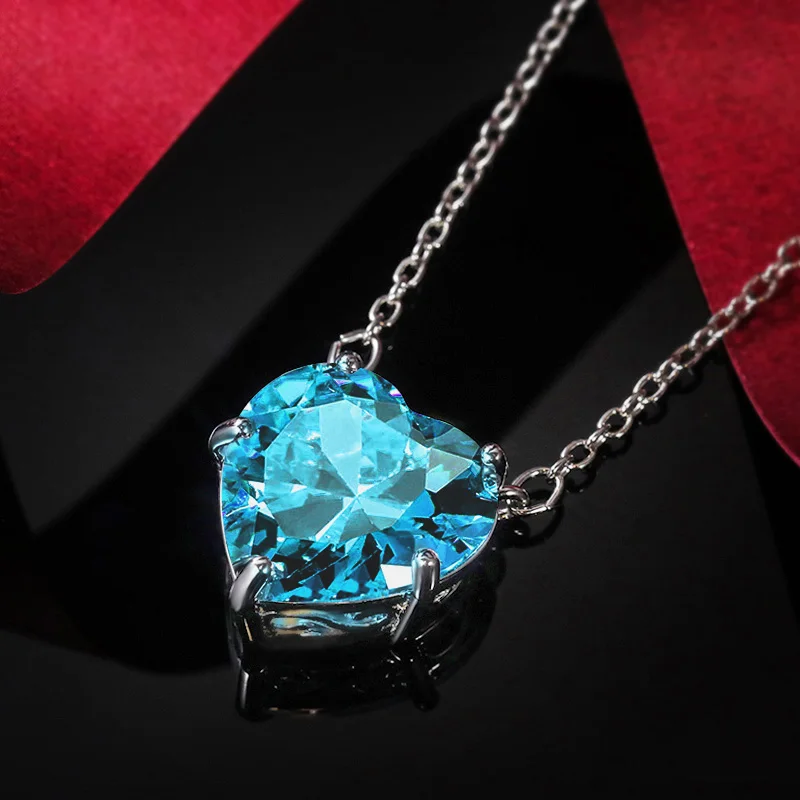 CAOSHI Simple Design Lovely Heart Cubic Zirconia Pendant Necklace for  Women Exquisite Wedding Anniversary Gifts Elegant Jewelry