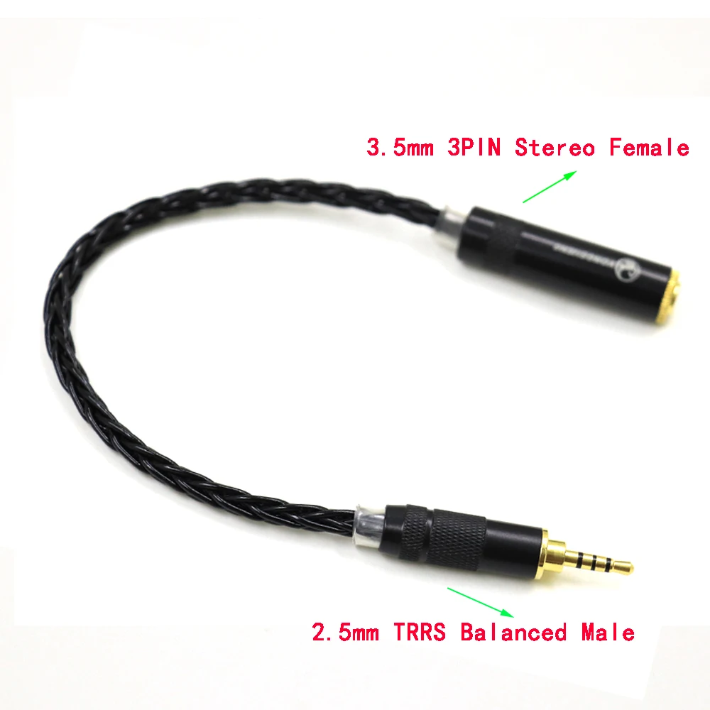 TOP-HiFi 7N Silver Plated 2.5mm TRRS Balanced Male to 3.5mm 3pin Stereo Female Audio Adapter Cable 2.5 to 3.5 Connector