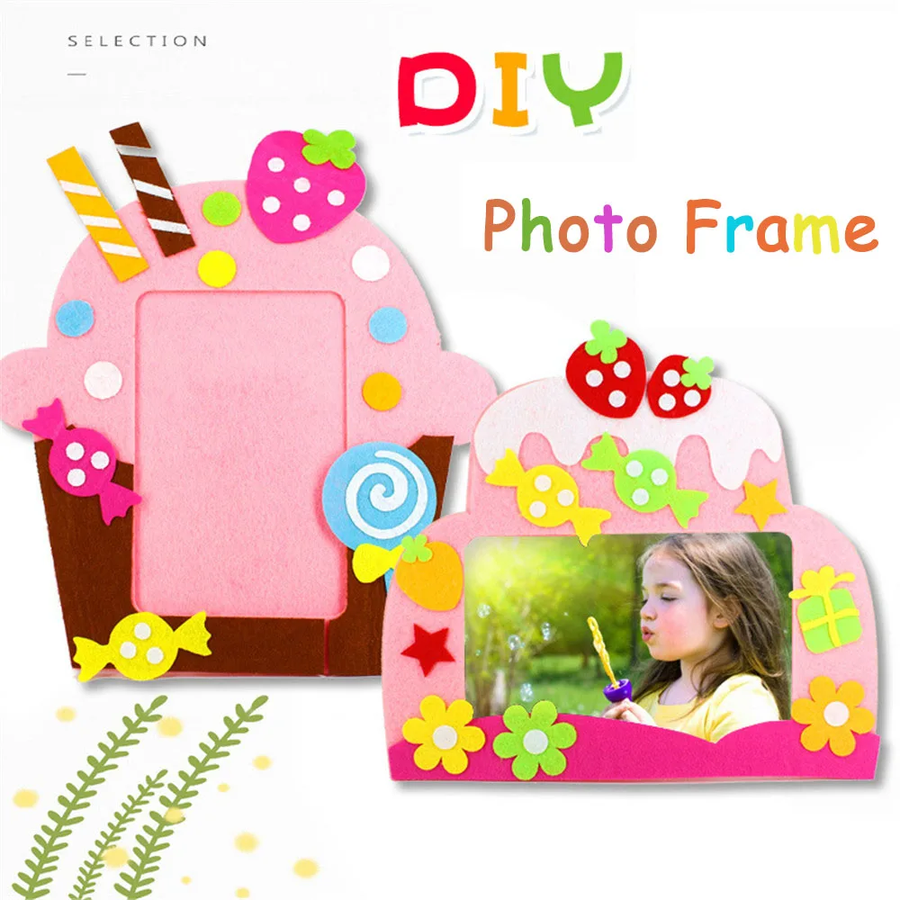 2Pcs DIY Non-woven 3D Photo Picture Frame Toy Handmade DIY Craft Material Package Home Decoration Teaching Aids Toys for Girls