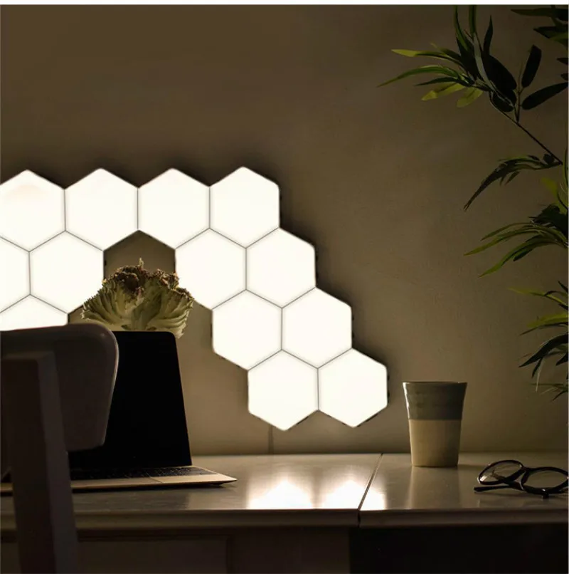 LED Hexagon Light Touch Sensor Night Lights Magnetic Modular Wall Lamp Creative Home Decor Colorful Quantum Light