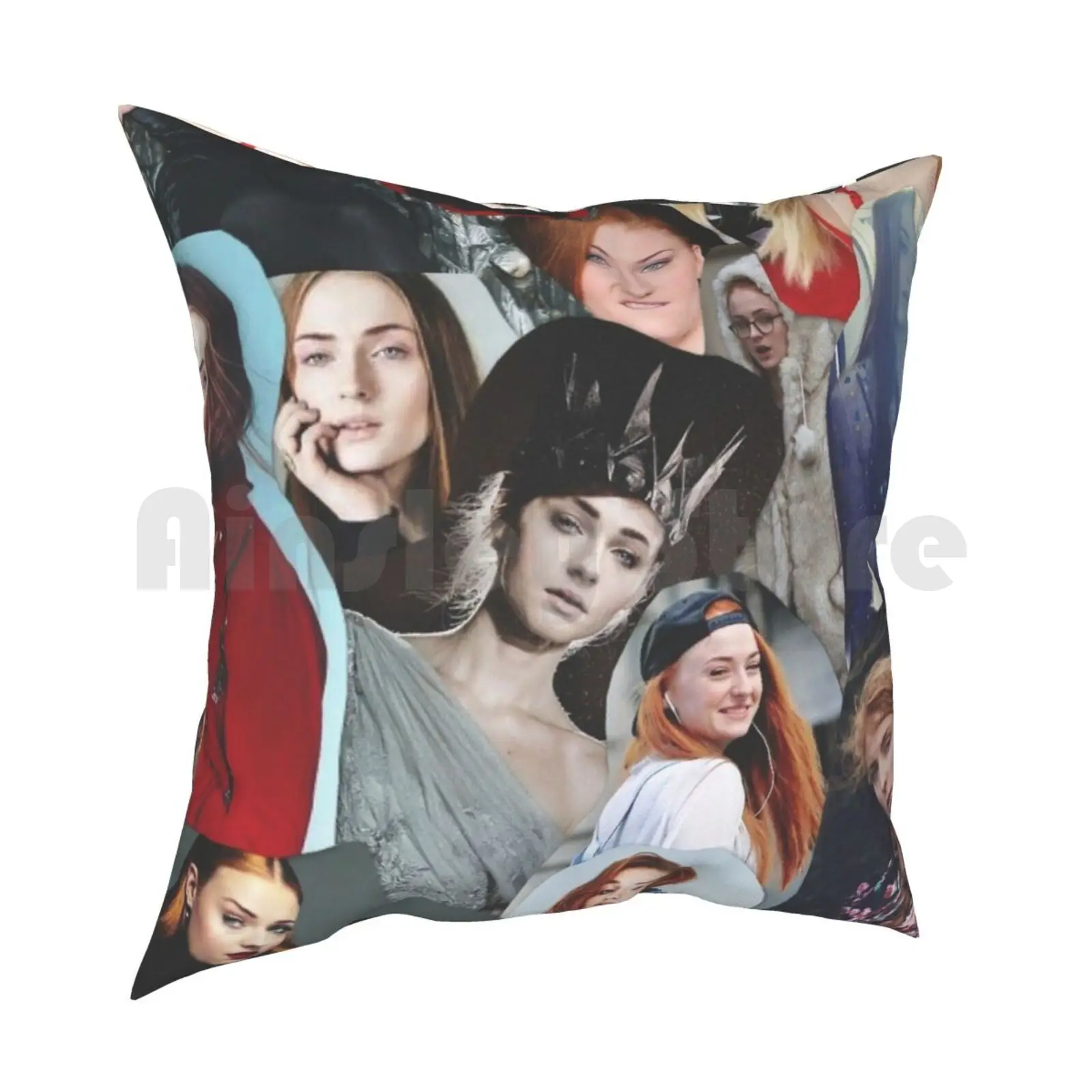 Celebrity : Sophie Turner ( Collage ) Pillow Case Printed Home Soft Throw Pillow Cast Hbo Shows Tv Actress Actresses