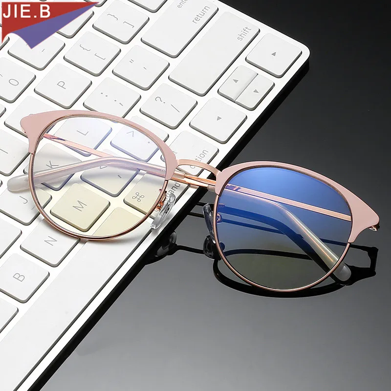 

New Design Fashion Ladies Retro Round Anti-Blue Light Computer Prescription Myopia Optical Glasses