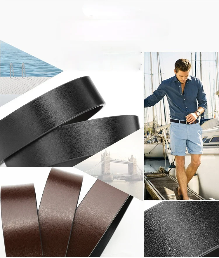 New Men\'s Leather Belts with Double Sided Belts Men Fashion Belts for High Quality Ladies 3.3cm Black Brown Sided Belt