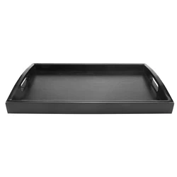 Serving Tray Large Black Wood Rectangle Food Tray Butler Breakfast Trays with Handles Easy to Grip xqmg  Kitchen Storage Organii