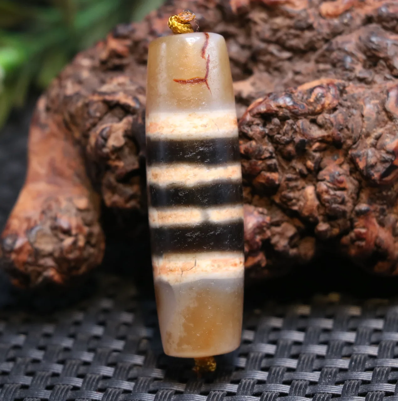 Energy Tibetan Old Agate 4 Line Healer Medicine dZi Bead Amulet Pendant 50MM AAA Timestown zhang