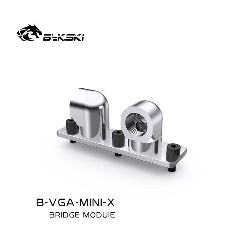 Bykski B-VGA-MINI-X G1/4 360 Adaptor Jembatan Blok GPU Terminal Putar Hitam Perak Pasang Pendingin Air Sesuai Arah Perubahan