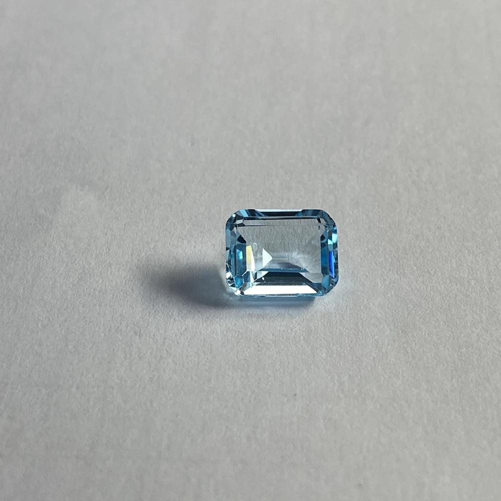 Emerald cut 10×8mm 4.1 carats 100% natural sky blue topaz loose gemstone for  fashion earring Ring making