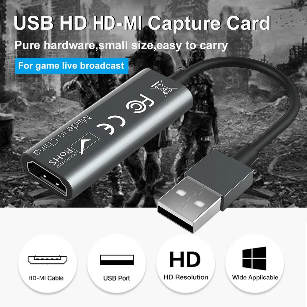 Kuwfi Video Capture Card 1080P USB2.0 Hdmi Video Grabber Box Live Recorder Game Capture Card Voor Laptop PS4 Live streaming