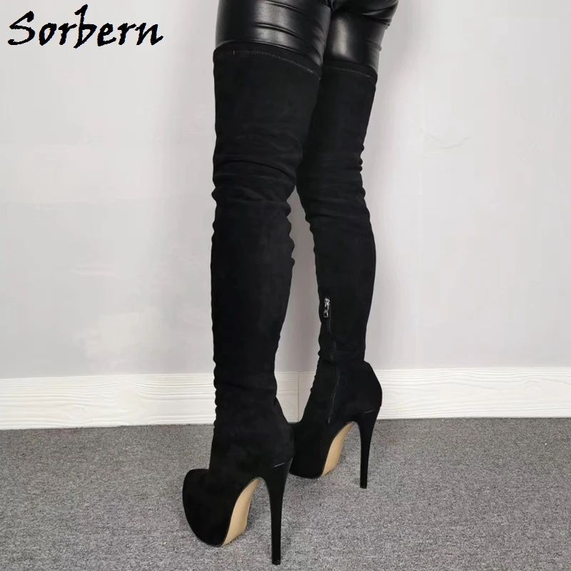 Sorbern Sexy Legs Mid Thigh Boots For Women High Heel Platform Shoes Stretched Custom Narrow / Wide Legs Boot Stilettos Shoes