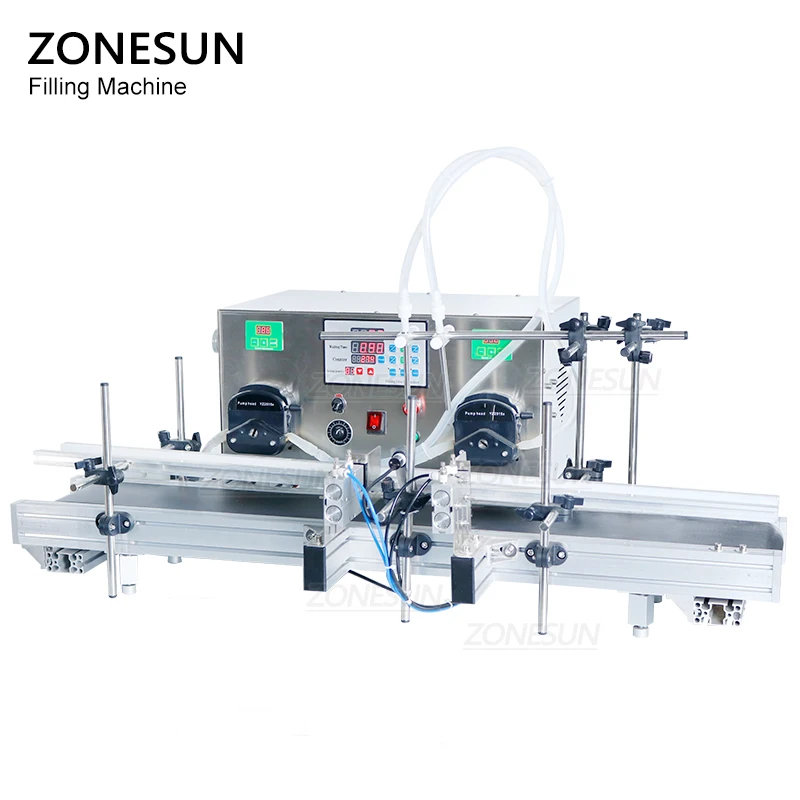 ZONESUN – Machine de remplissage automatique de liquide, 2 têtes, pompe péristaltique, remplisseuse de bouteilles, parfum, huile essentielle, lait, emballage de boissons