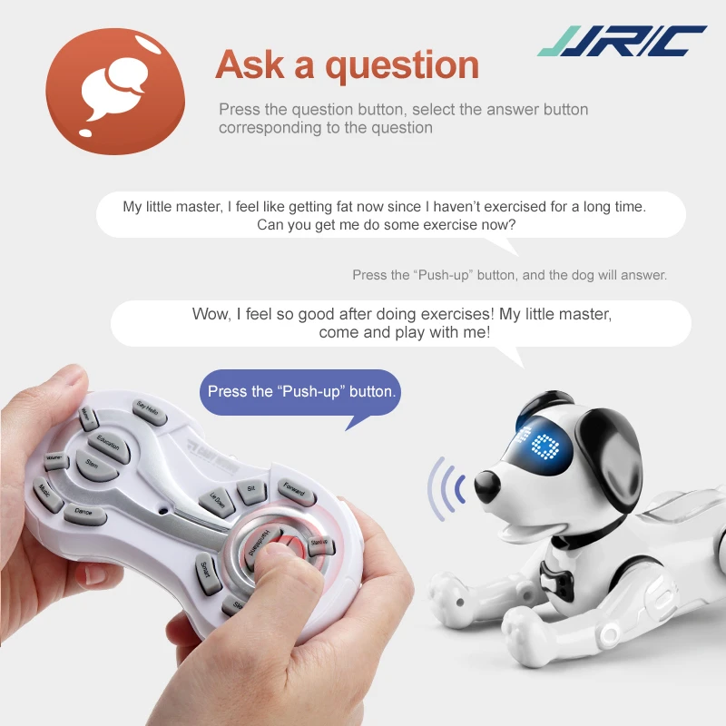 JJRC RC Dog Remote Control Robot Smart Talking Programming Dance Interactive Pet Puppy Remote Dog Intelligent Gift Toys For Kids