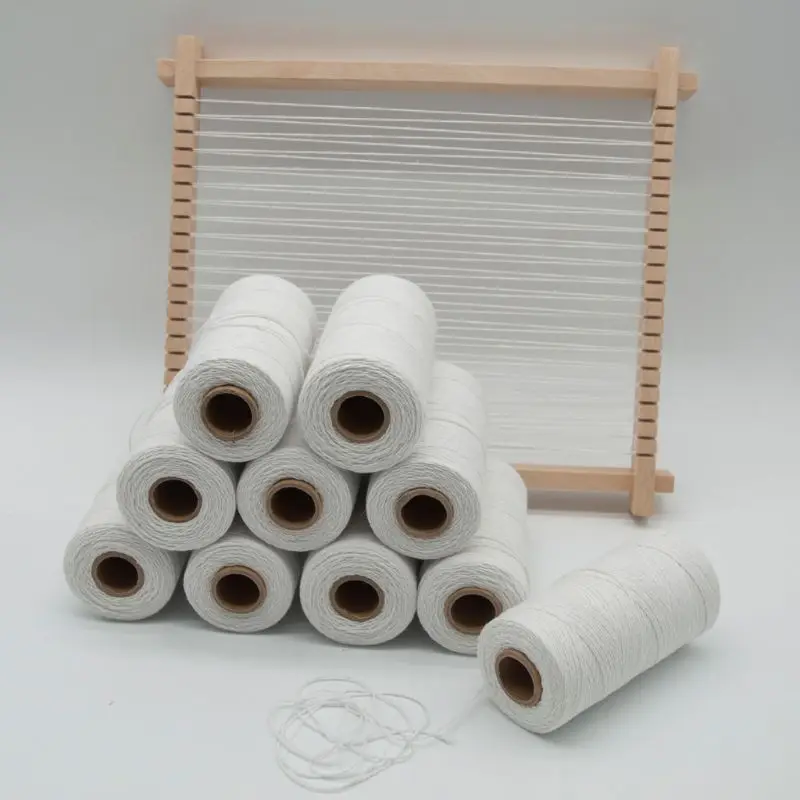 2 Roll 1mm White Pure Cotton Loom Warp Thread Yarn for Weaving Carpet Tapestry Rug Blanket