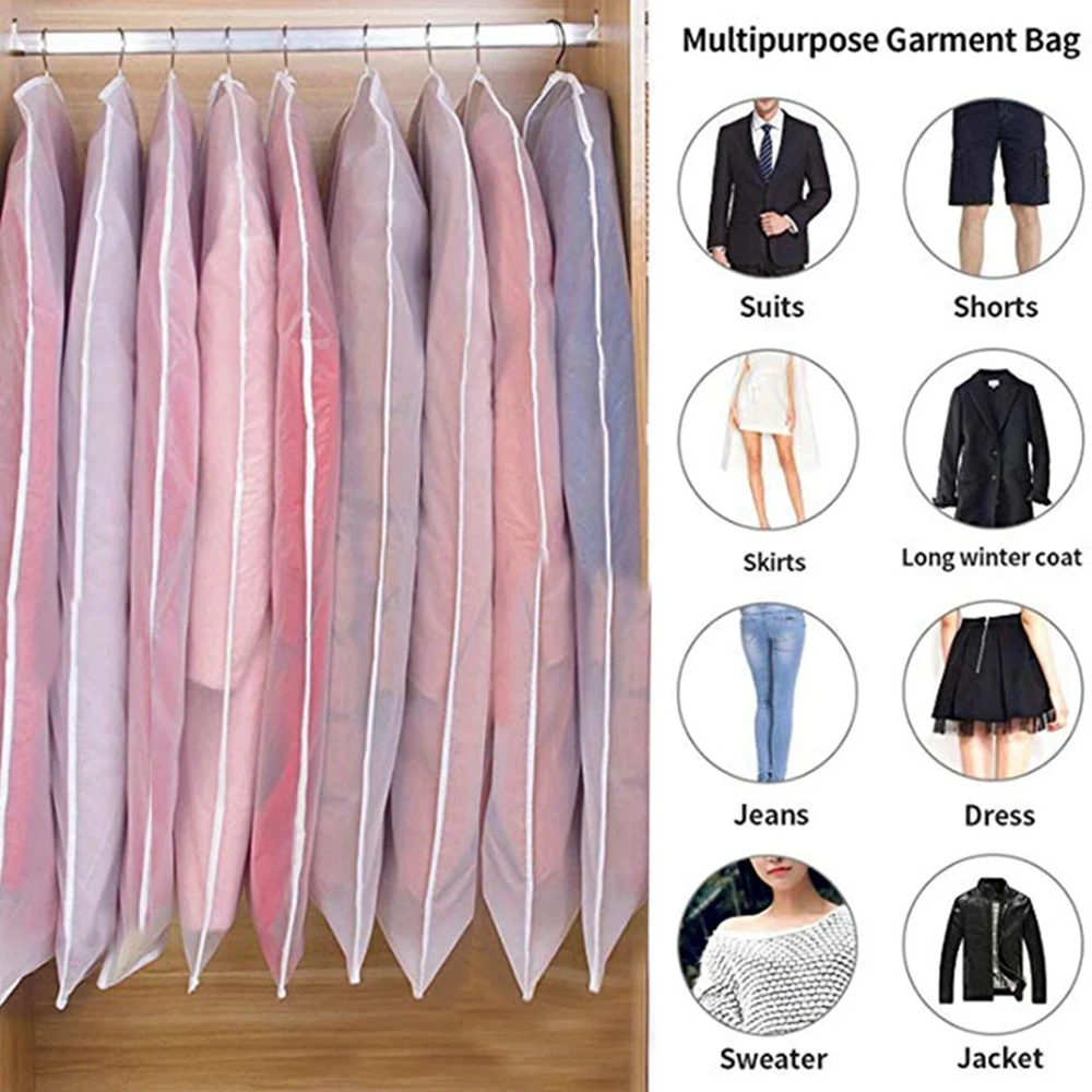 Clothes Transparent Dust Cover Garment Storage Bag Wedding Dress Jacket Coat Hanging Dust Cover Wardrobe Clothing Organizers