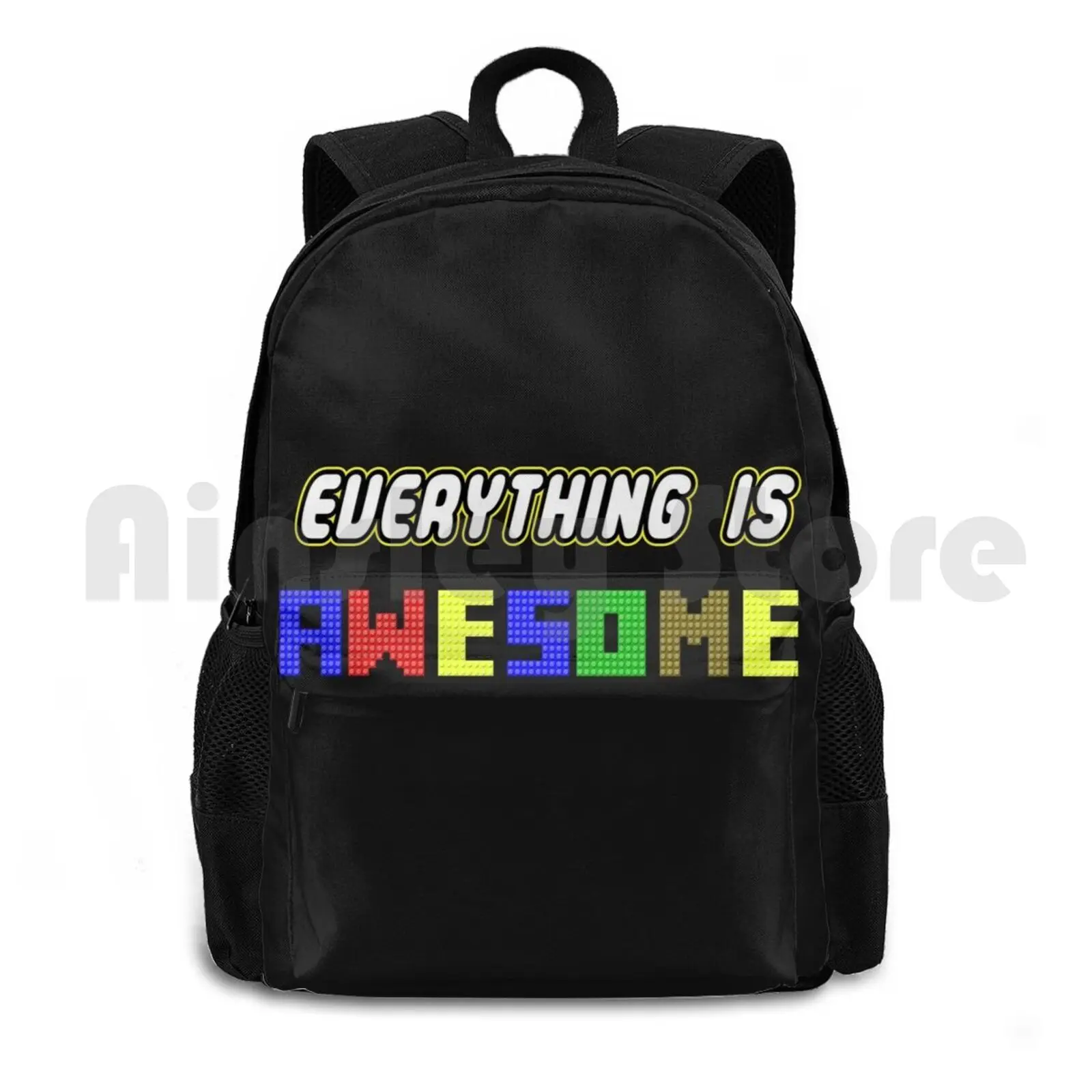 Everything Is Awesome! Outdoor Hiking Backpack Waterproof Camping Travel The Movie Emmet Bricks Blocks Movies Awesome