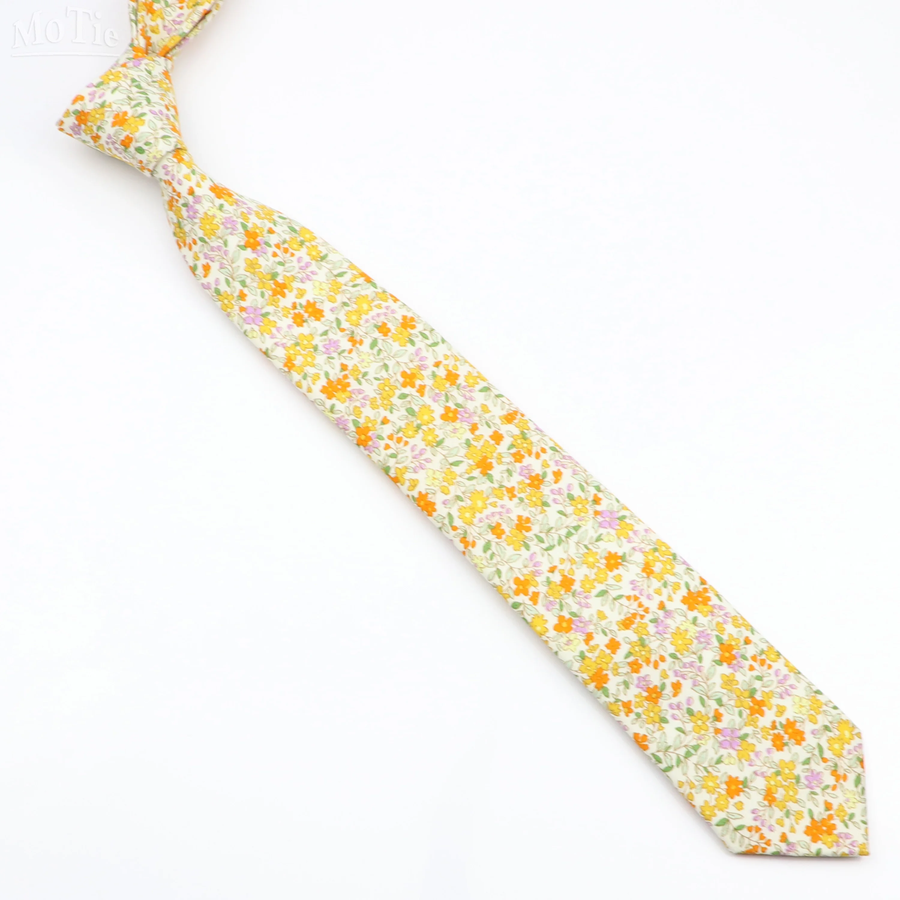 Men's New Cotton Floral Tie Skinny Casual Necktie For Wedding Party Suit Neckties Pink Blue Yellow Flower Print Ties Cravat Gift