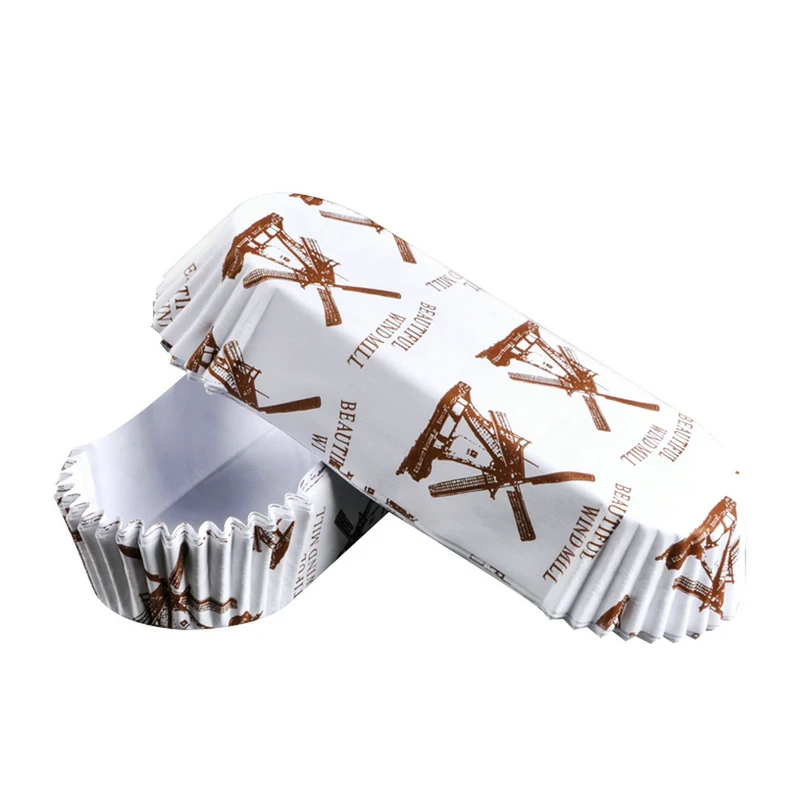 

200PCS Cupcake Wrappers Heat Resistant Boat Shape Film PET Bread Tray Paper Cups