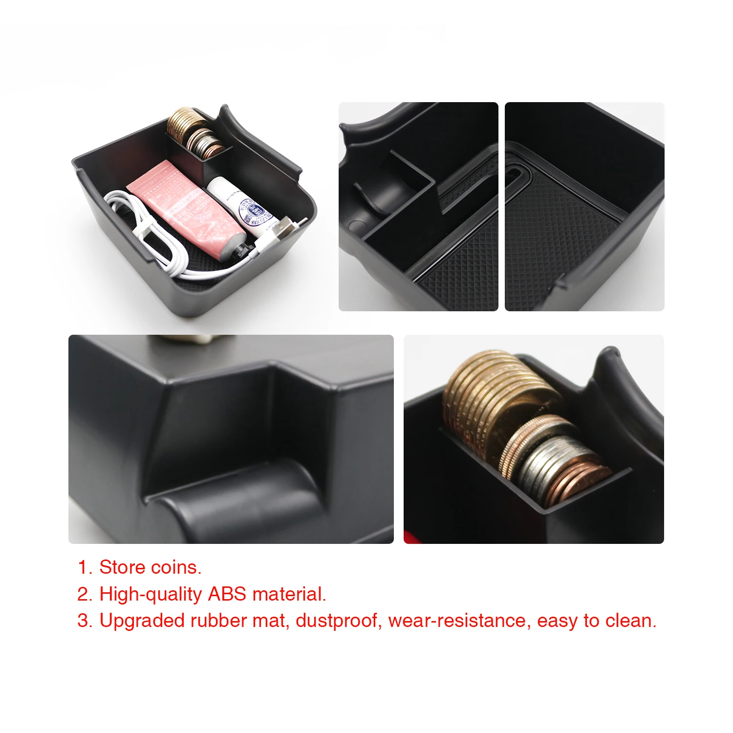 RUIYA Car Armrest Storage Box for Polo 6 MK6 2018 2019 2020 2021 2022 Central Control Container Box Auto Interior Accessories