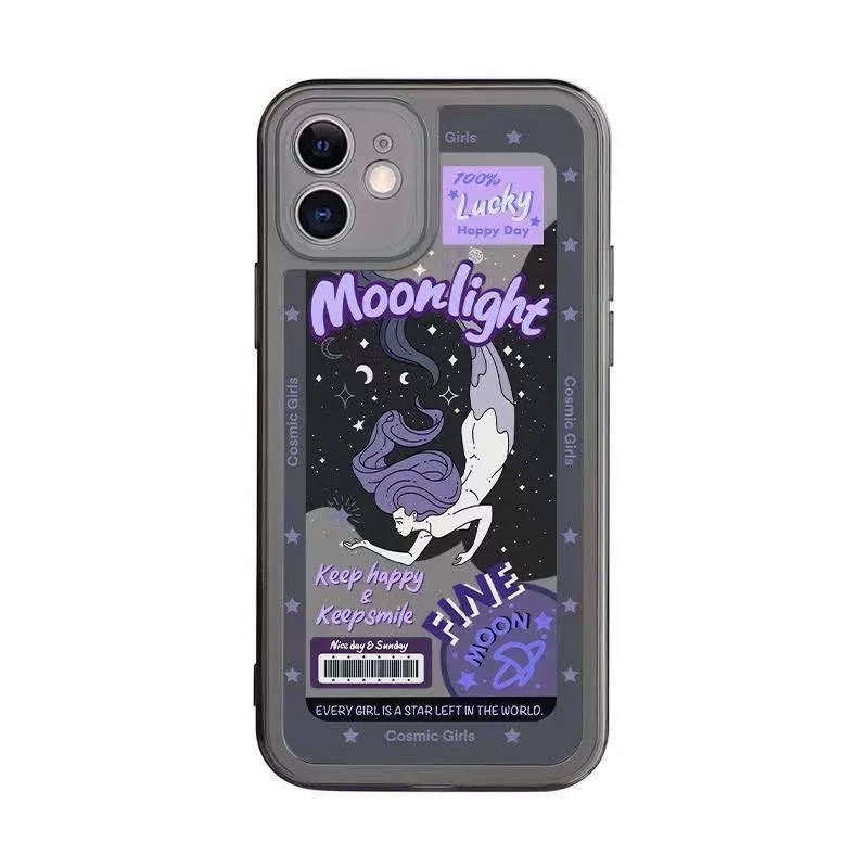 Moonlight Mermaid Case for iPhone 14 13 Pro Max Back Phone Cover for 12 Mini 11 Pro Max X XS XR 8 7 Plus SE 2020