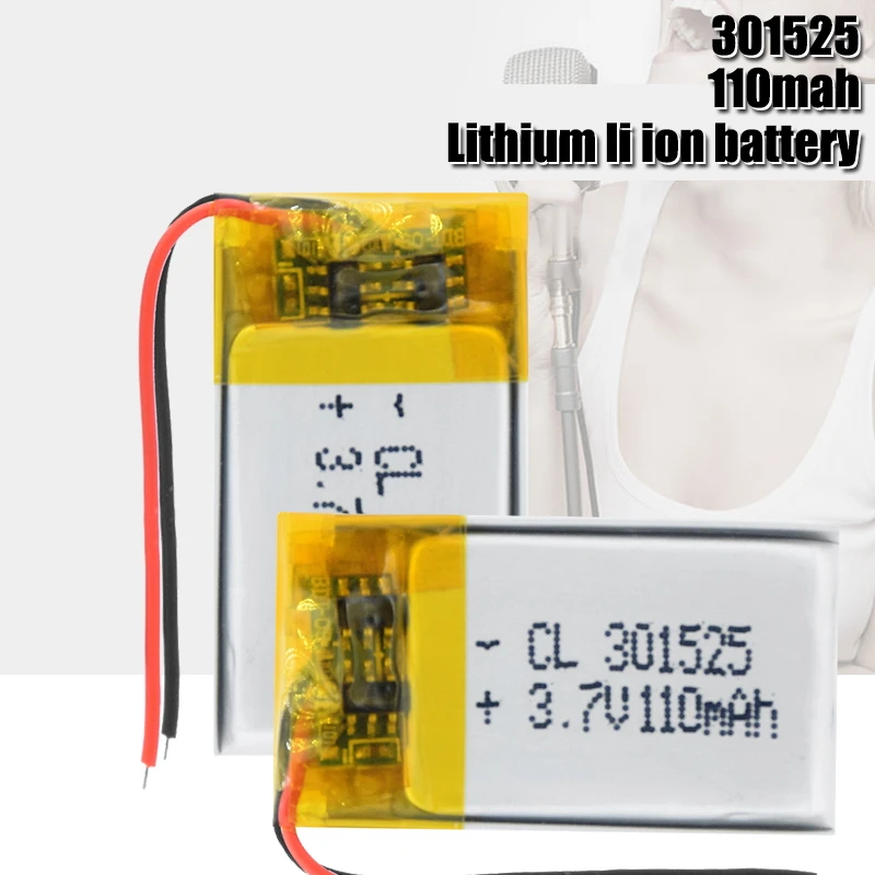 301525 3.7V 110mAh lipo Lithium polymer battery for GPS PSP MP3 MP4 MP5 DVD small toys battery Bluetooth headset