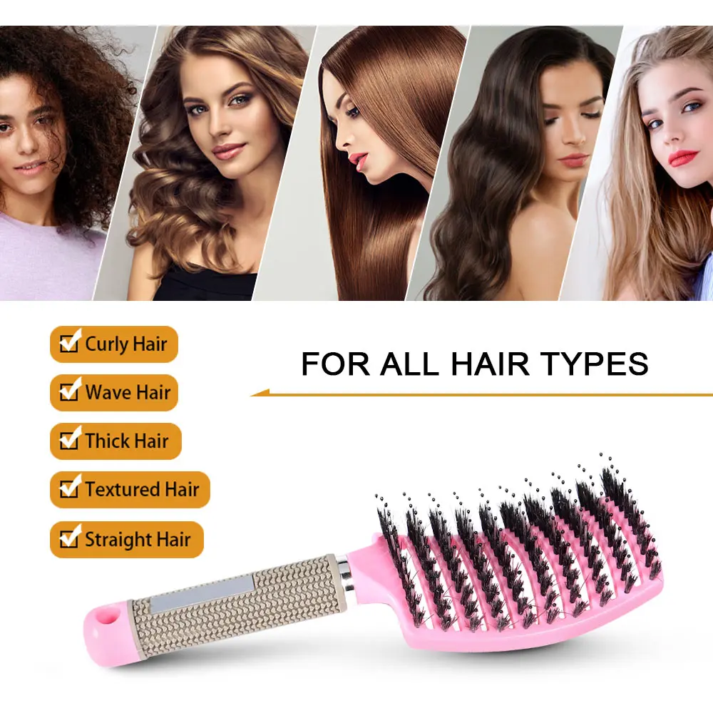 Bristle Hair Brush Denman Brush for Curly Hair Scalp Massage Comb Detangling Hairbrush for Women Professional Hair Styling Tool