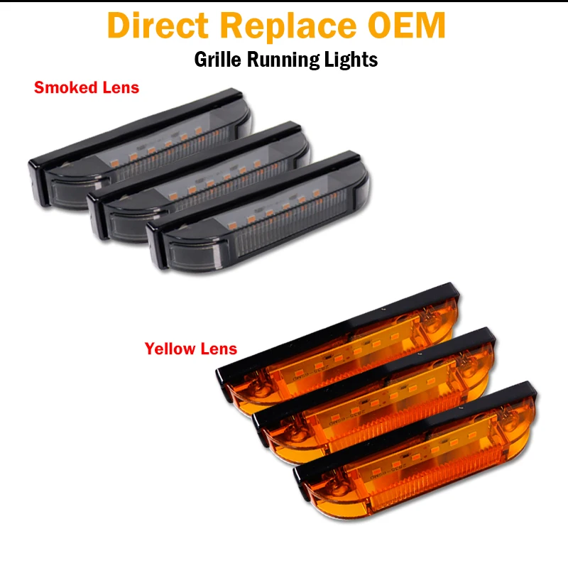 3pc Super Bright Amber/White LED Center Grille Running/Position Light For 2007-2014 Toyota FJ Cruiser Parking/Driving Lights 12V