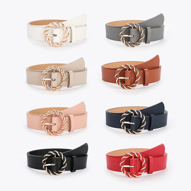 Fashion Ladies Twist Gold Buckle Belt Versatile Decoration Ins Wind Adornment PU Belt Matching Skirt Pants Sweater Waistband