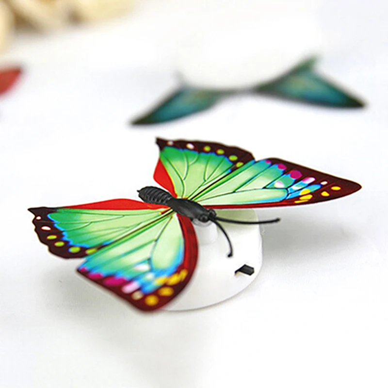 Colorful Luminous Butterfly LED Night Light Wedding Decorative Lamp Stickers Children Small Gifts TOYS game Battery Operated