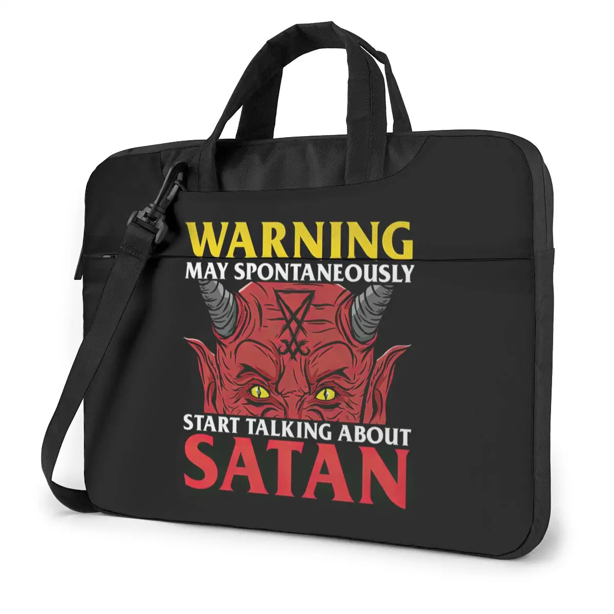 

Warning May Spontaneously Start Talking About Satan Laptop Bag Case Protective Computer Bag Bicycle Crossbody Laptop Pouch