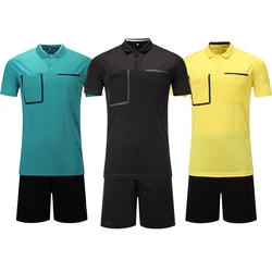 Maillot d'arbitre de football brodé personnalisé pour hommes, manches courtes, impression de maillot de football par sublimation, ensemble d'entraînement pour adultes